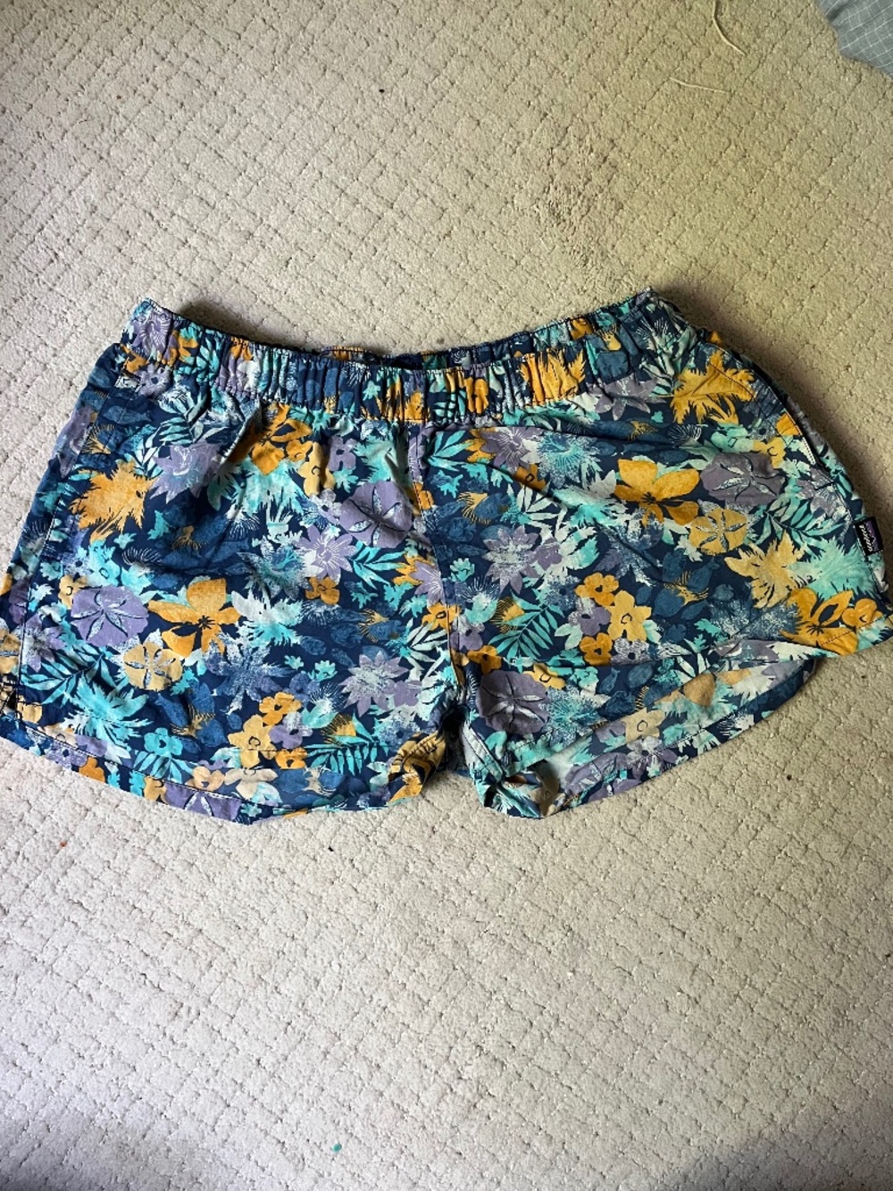 Patagonia Floral Baggies Shorts Tropical Print Outdoor Hiking Casual Womens Sz X